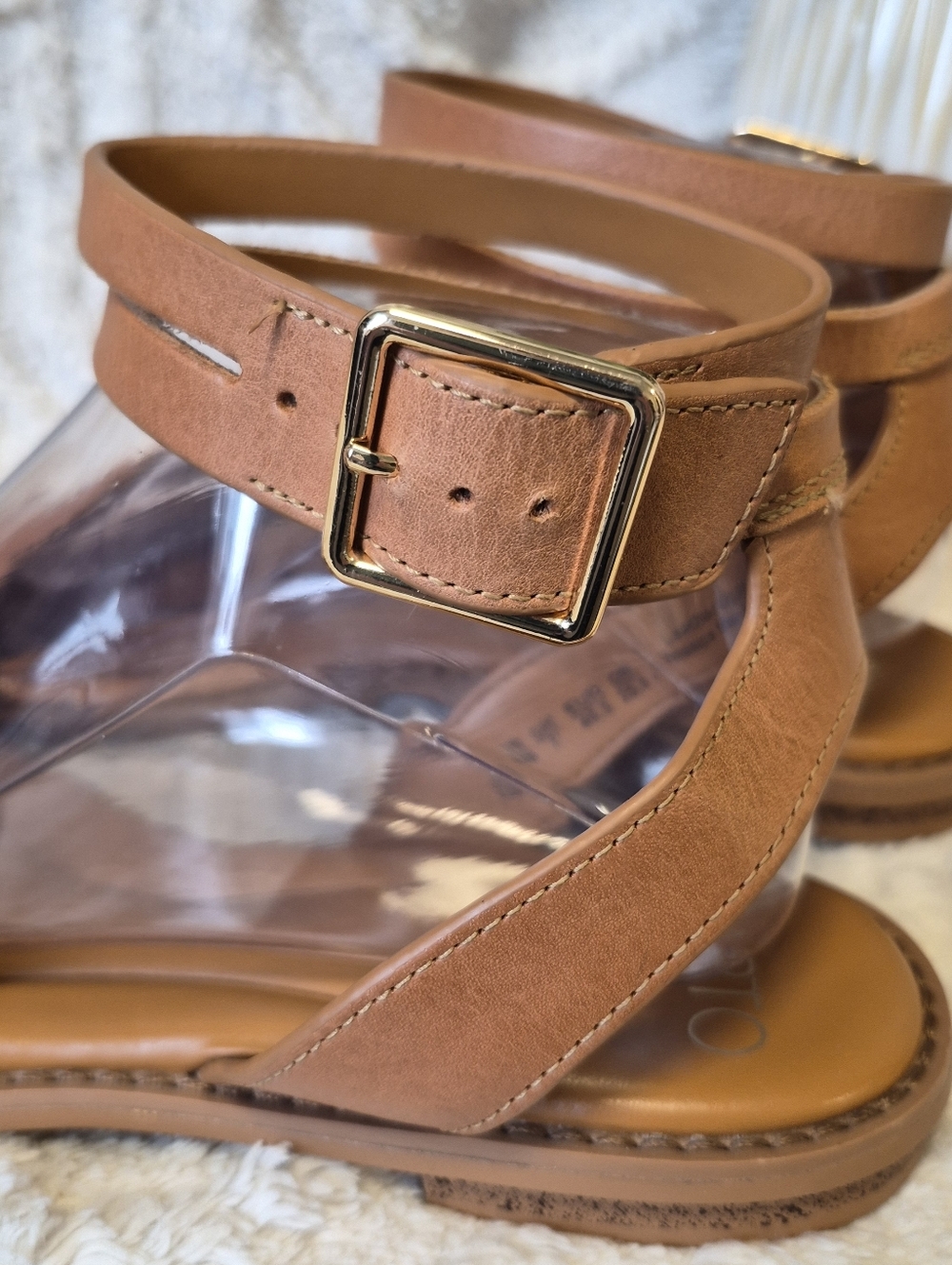 Franco Sarto Greene Leather Sandals Tan Ankle Strap Gladiator Women's Size 9.5 - Picture 9 of 14